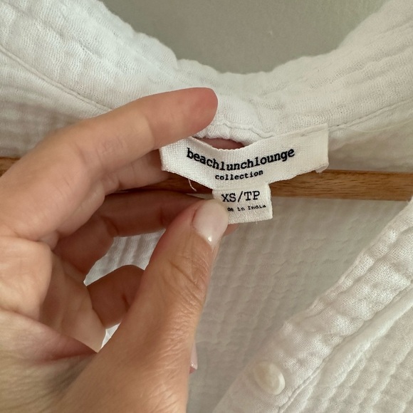 Beachlunchlounge collection gauze 1/2 button up long sleeve shirt 100% cotton - Picture 3 of 5